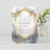 Invitation Mariage Enchanted Forest Gold Frame (Debout devant)