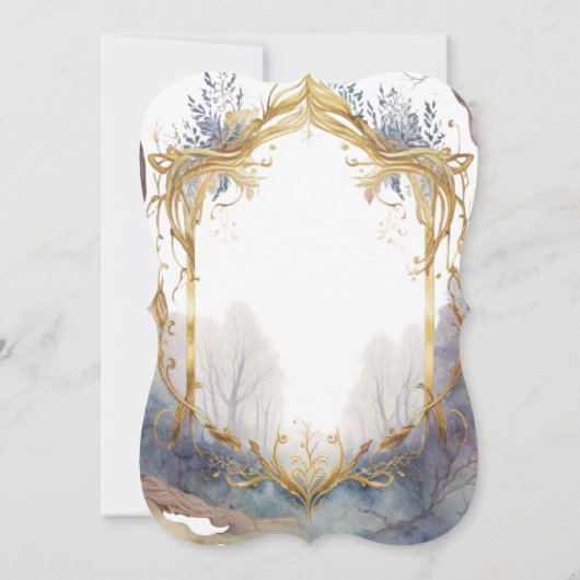 Invitation Mariage Enchanted Forest Gold Frame (Dos)