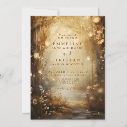 Invitation Mariage Enchanted Golden Forest (Devant)
