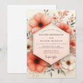 Invitation Mariage Enchantement Fleur de Corail (Devant / Derrière)