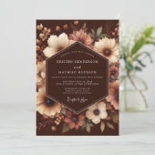 Invitation Mariage Enchantement Floral Brun (Debout devant)