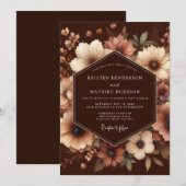 Invitation Mariage Enchantement Floral Brun (Devant / Derrière)