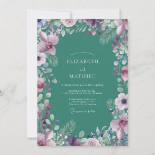 Invitation Mariage Enchantement Floral Émeraude
