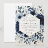 Invitation Mariage Enchantement Floral Indigo (Devant / Derrière)