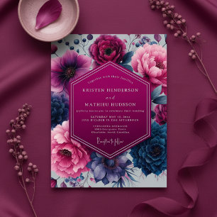 Invitation Mariage Enchantement Floral Magenta