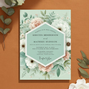 Invitation Mariage Enchantement Floral Menthe