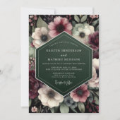 Invitation Mariage Enchantement Floral Prune Profond (Devant)