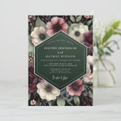 Invitation Mariage Enchantement Floral Prune Profond (Debout devant)