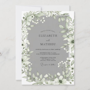 Invitation Mariage Enchantement Floral Vert Sauge