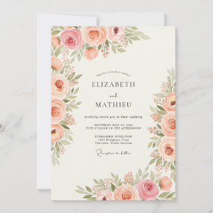Invitation Mariage Enchanteur Printanier aux Pêches