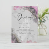 Invitation MARIAGE | Encre Abstraite d'alcool rose et onyx (Debout devant)