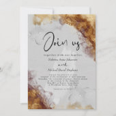 Invitation MARIAGE | Encre alcoolique ambre fluide étain (Devant)