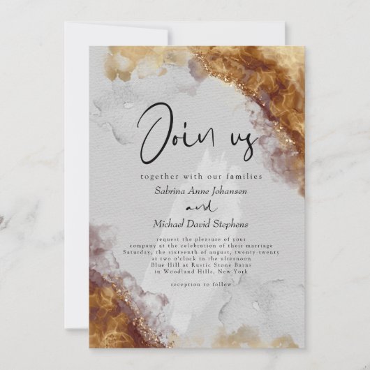 Invitation MARIAGE | Encre D'Alcool D'Apocalypse Fluide (Devant)