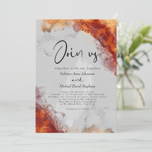 Invitation MARIAGE | Encre d'alcool en terre cuite gras (Debout devant)