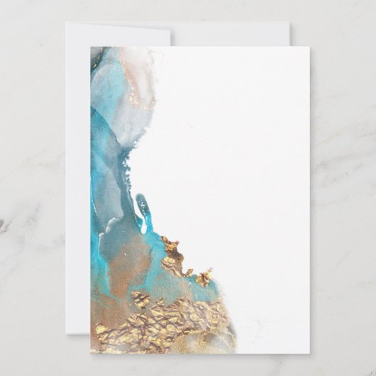 Invitation Mariage | Encre d'alcool marbré Turquoise moderne (Dos)