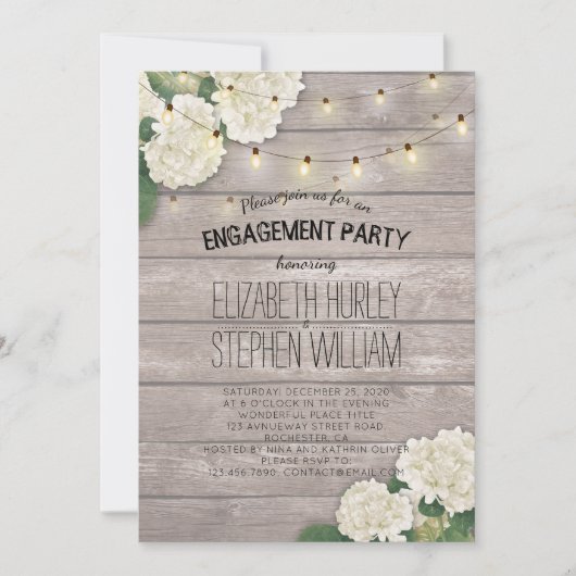 Invitation Mariage Engagement Fleurs de partie Chaîne Bois cl (Devant)