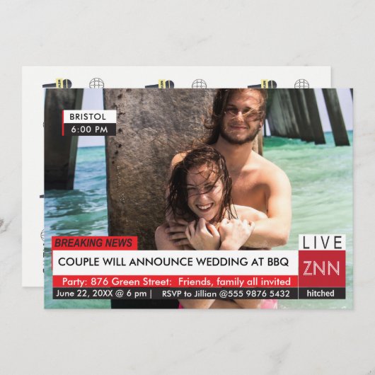 Invitation Mariage Engagement Party BBQ Nouvelles (Devant / Derrière)