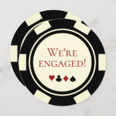 Invitation Mariage Engagement Party Black Cream Poker Chip (Devant / Derrière)