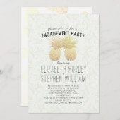 Invitation Mariage Engagement Party Elegant Gold Pineappes (Devant / Derrière)