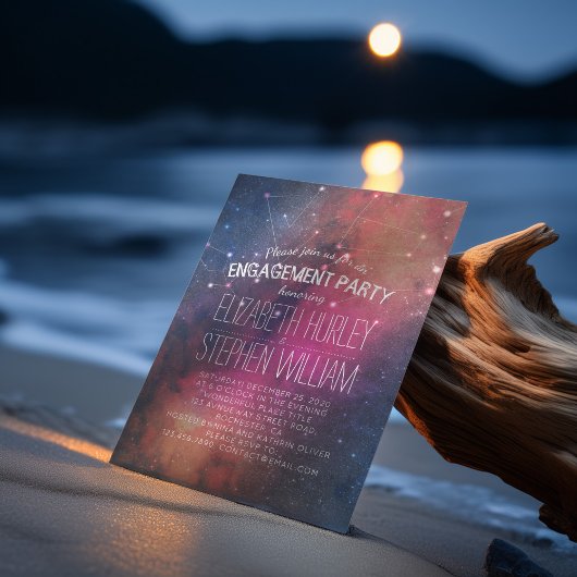 Invitation Mariage Engagement Party Galaxy Star Constellation