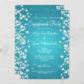 Invitation Mariage Engagement Party Hiver Étincelle Turquoise (Devant / Derrière)