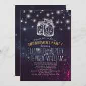 Invitation Mariage Engagement Party Mason Jar Lumières violet (Devant / Derrière)