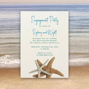 Invitation Mariage Engagement Party Sea Stars Aqua Blue