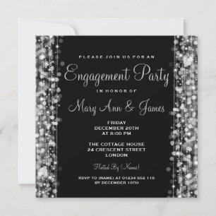 Invitation Mariage Engagement Party Sparkings Silver