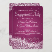 Invitation Mariage Engagement Party Sparkling Vague rose (Devant / Derrière)