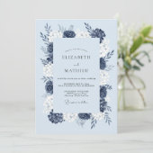 Invitation Mariage enneigé bleu marine (Debout devant)