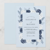 Invitation Mariage enneigé bleu marine (Devant / Derrière)