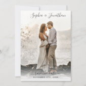 Invitation Mariage Enregistrer la date 2 Photos Joli Script P (Devant)