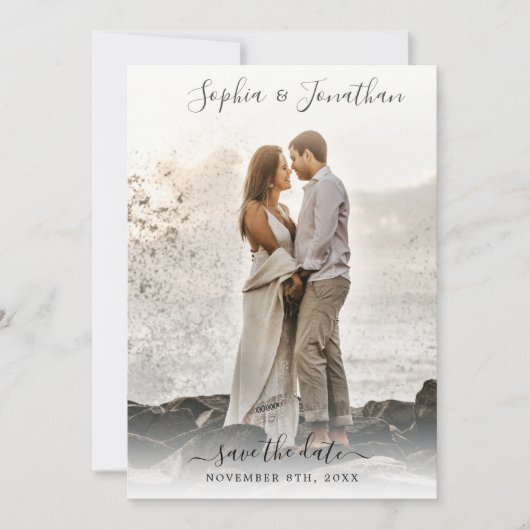 Invitation Mariage Enregistrer la date 2 Photos Joli Script P (Devant)