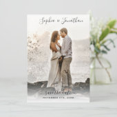 Invitation Mariage Enregistrer la date 2 Photos Joli Script P (Debout devant)