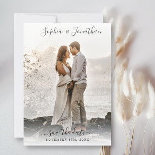 Invitation Mariage Enregistrer la date 2 Photos Joli Script P