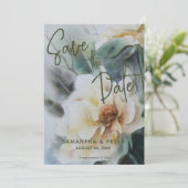 Invitation Mariage Enregistrer La Date Aquarelle Rose Sage Ve (Debout devant)