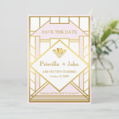 Invitation Mariage Enregistrer la date, Grand Gatsby, or blan (Debout devant)