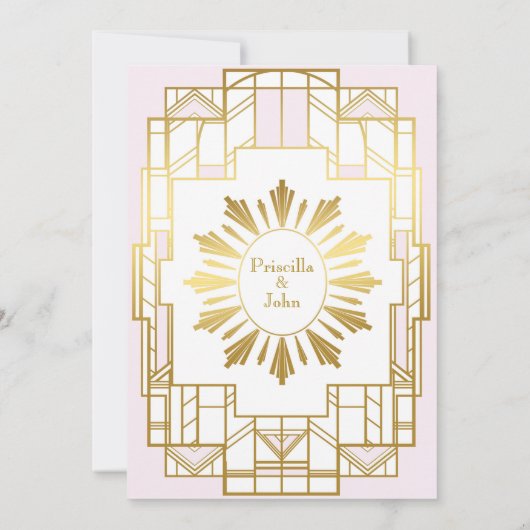 Invitation Mariage Enregistrer la date, Grand Gatsby, or blan (Dos)