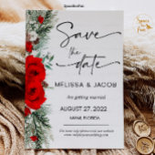 Invitation Mariage Enregistrer La Date Hiver Rouge Rose Vinta