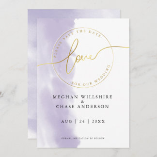 Invitation MARIAGE | Enregistrer la date Lilac Violet Aquarel