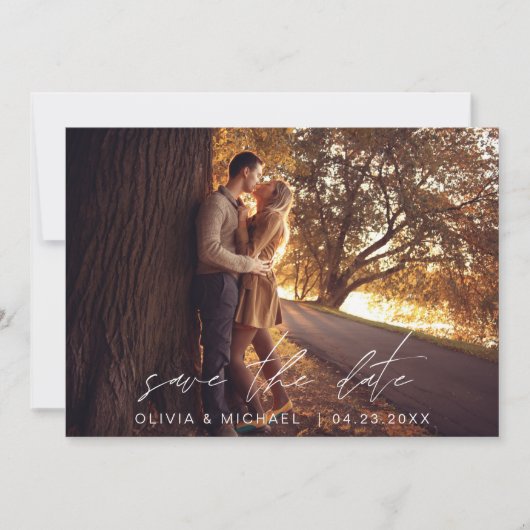 Invitation Mariage Enregistrer la date manuscrite photo minim (Devant)
