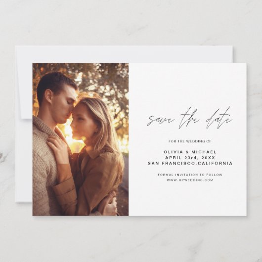 Invitation Mariage Enregistrer la date manuscrite photo minim (Dos)