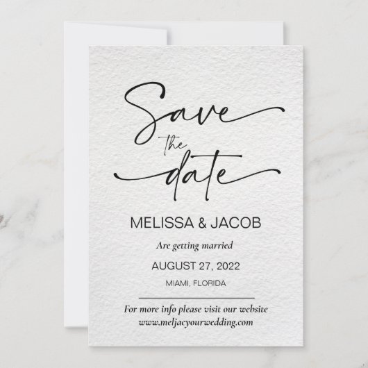 Invitation Mariage Enregistrer La Date Moderne Minimalisme Cl (Devant)