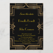 Mariage Enregistrer la date, noir, grand-Gatsby, s