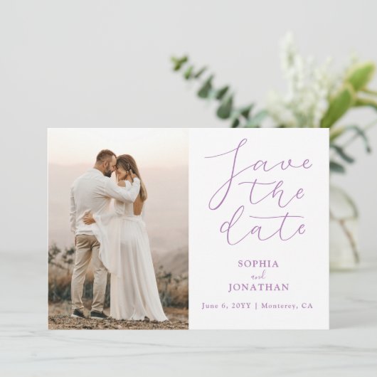 Invitation Mariage Enregistrer la date Photos Chic Élégant Sc (Debout devant)