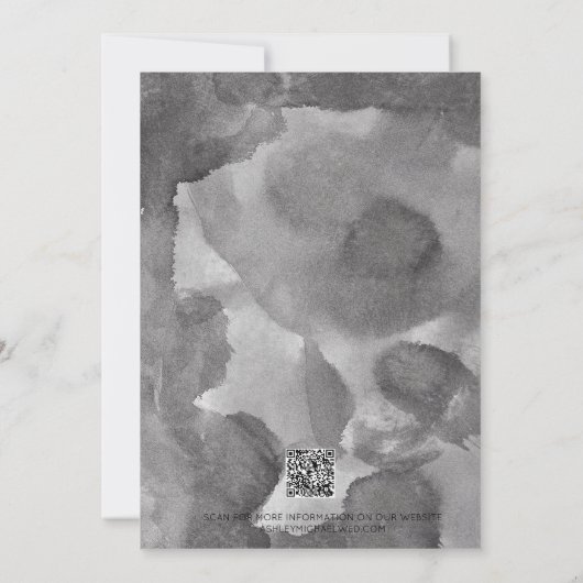 Invitation Mariage Enregistrer la date QR Code noir et blanc (Dos)