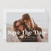 Invitation Mariage Enregistrer La Date Rétro Minimale Photo (Devant)