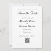 Invitation Mariage Enregistrer La Date Simple QR Code & Photo (Devant)