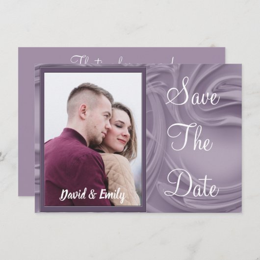 Invitation Mariage Enregistrer la date Vieux Lavande Photo pe (Devant / Derrière)