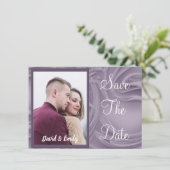 Invitation Mariage Enregistrer la date Vieux Lavande Photo pe (Debout devant)